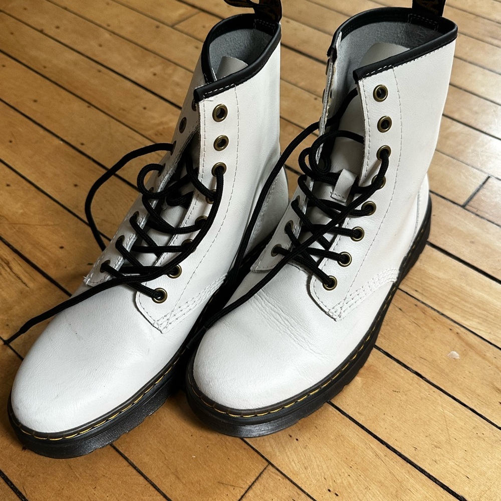 Dr. Martens White and Black Combat Boots